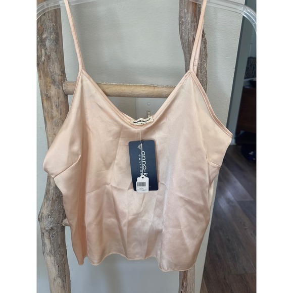 anna kaci Tops - Anna-K California blush satin camisole V-neckline adjustable spaghetti straps XL
